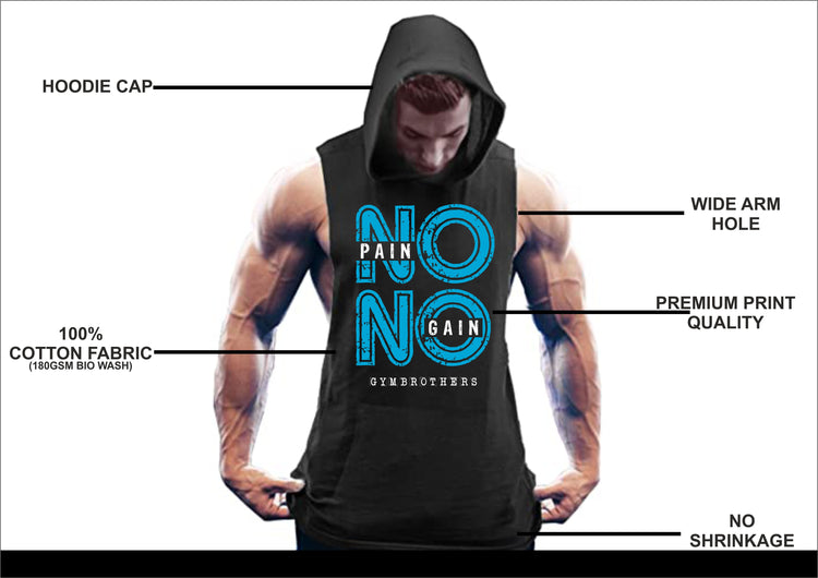 Gymbrothers No Gain No Pain Hoodie for men (Black)