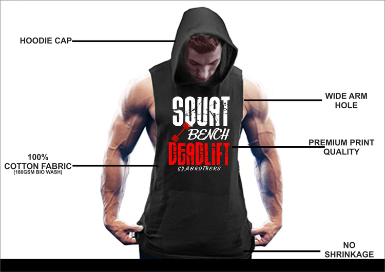 Gymbrothers Squat Bench Deadlift Gym Hoodie Black