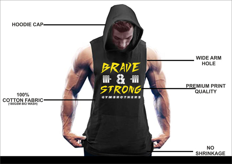 BRAVE AND STRONG Gym Hoodie (Black)