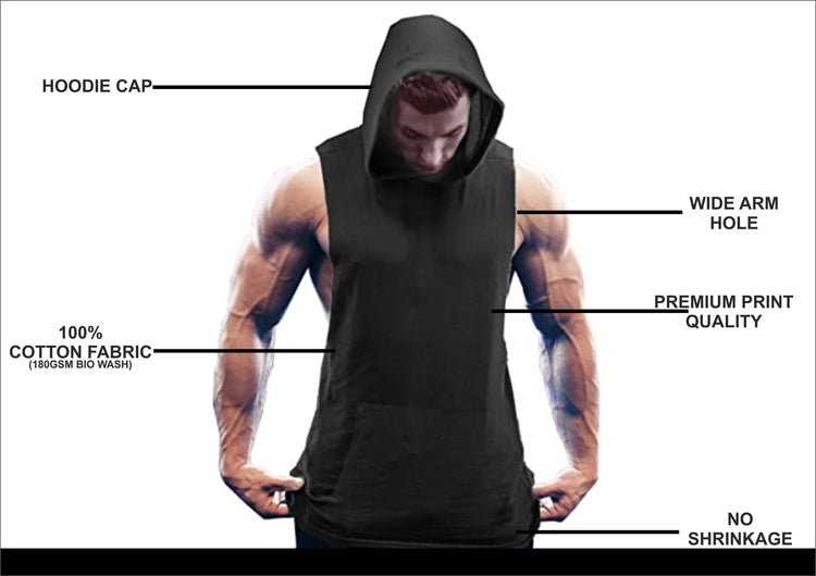 BEAR THE PAIN Gym Hoodie for Men (Black)