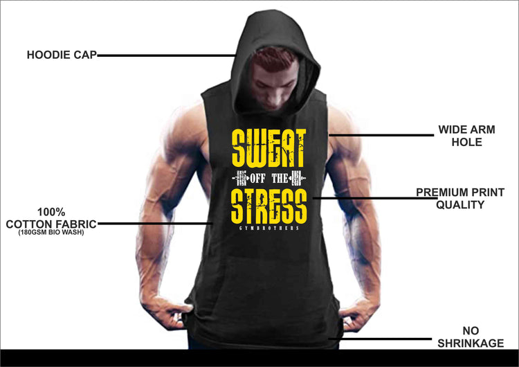 SWEAT OF THE STRESS Hoodie for Men (BLACK)