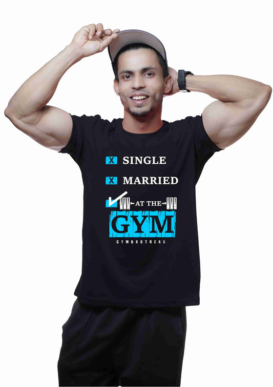 SINGLE MARRIED AT THE GYM Half Sleeve T-shirt