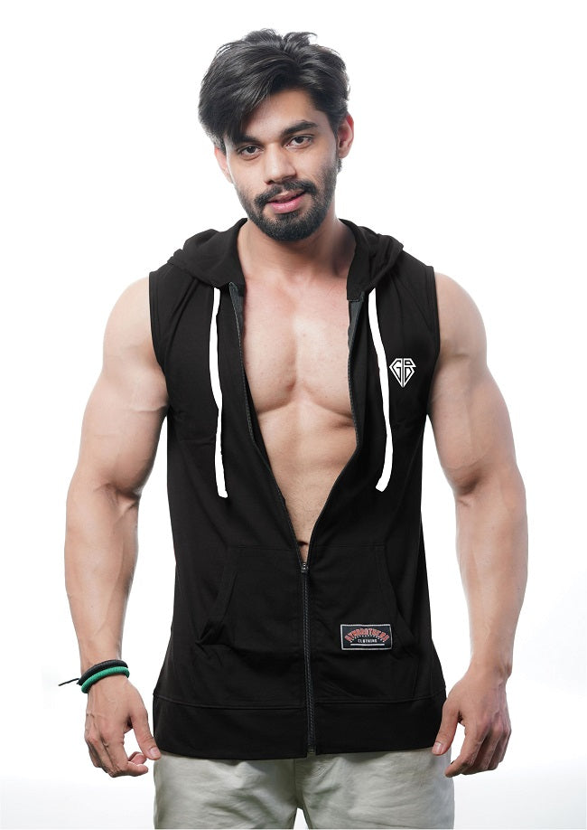 HARDEST WORKER Men's Sleeveless Zip Hoodie