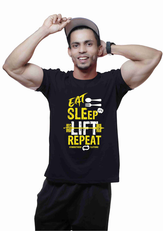 EAT SLEEP LIFT REPEAT Half Sleeve T-shirt