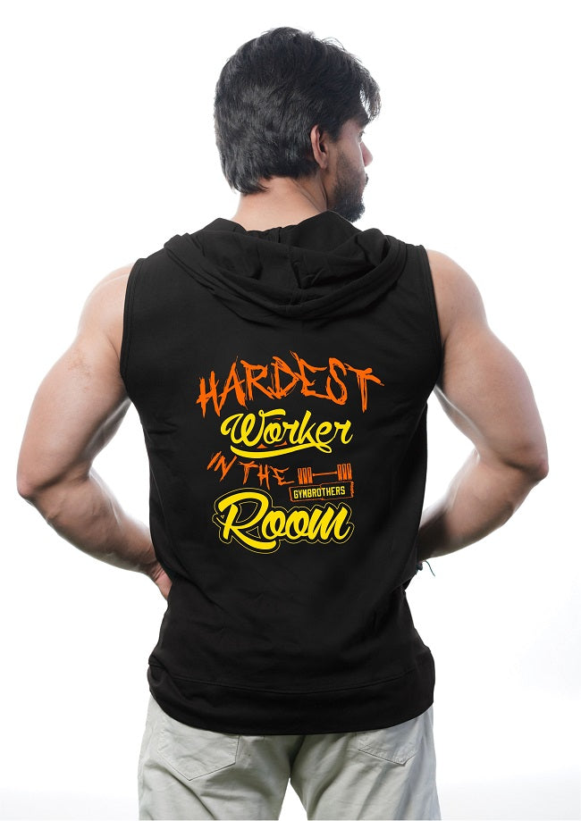 HARDEST WORKER Men's Sleeveless Zip Hoodie