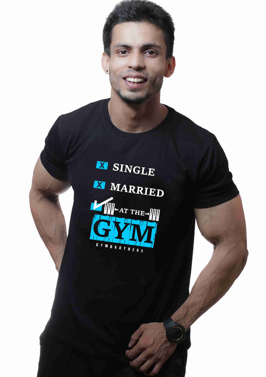 SINGLE MARRIED AT THE GYM Half Sleeve T-shirt