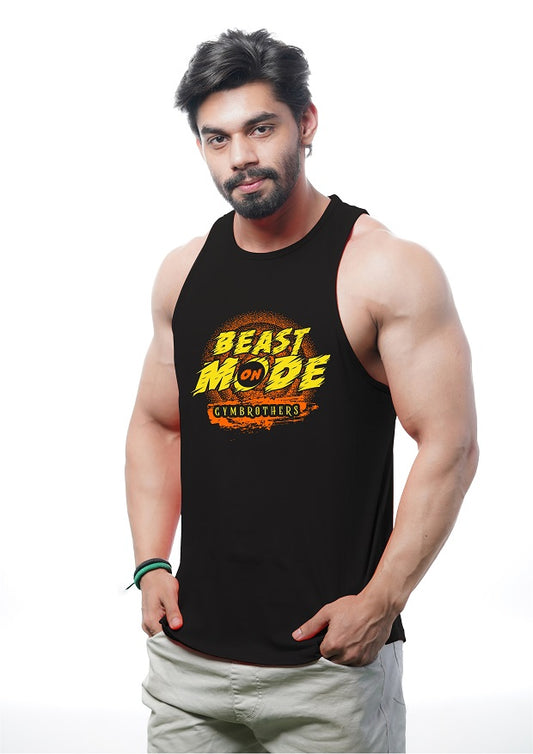 BEAST MODE ON Deep Cut Tank Top for Men