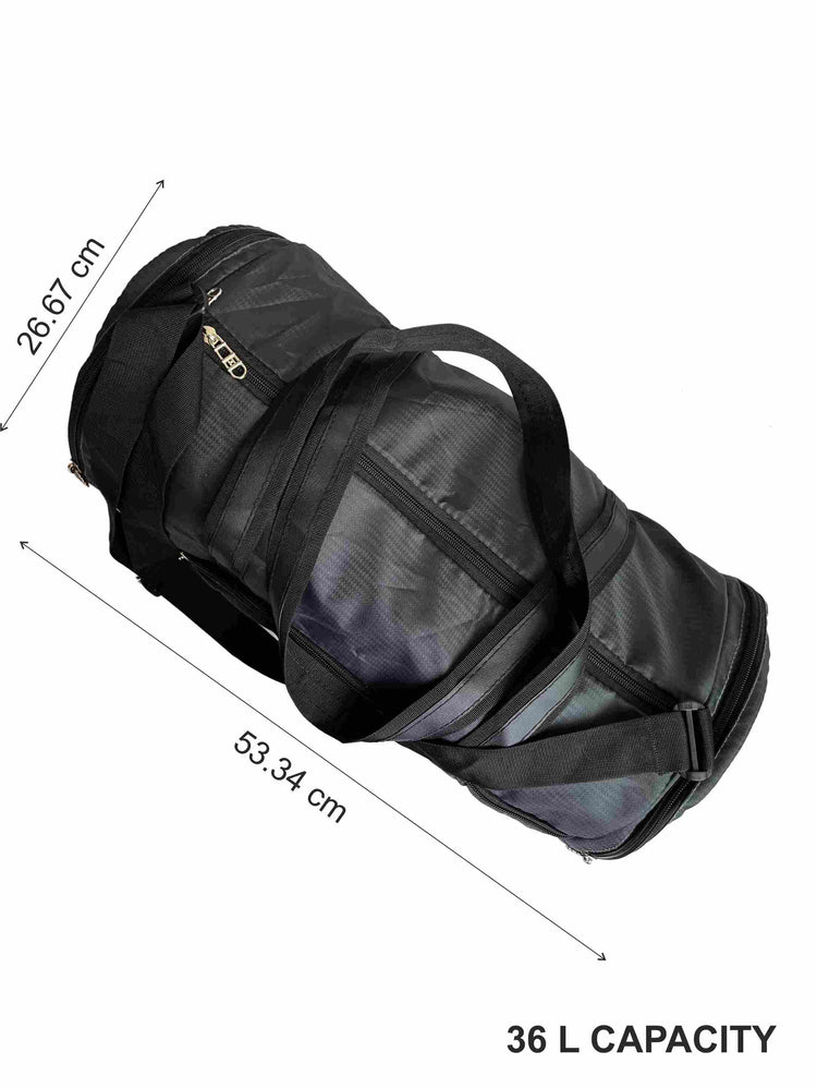 Unisex Grey & Black Colour blocked Gym Training Bag (Large)