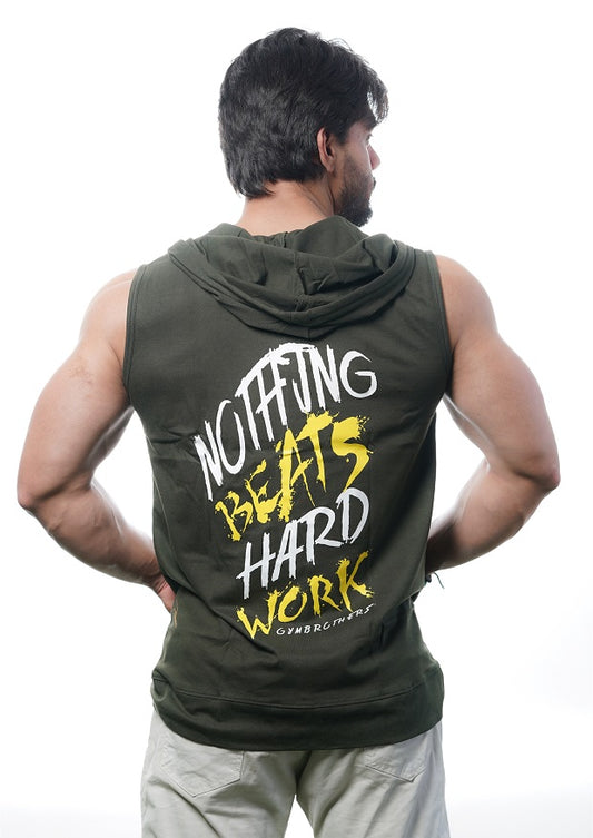 HARDWORK Men's Sleeveless Zip Hoodie