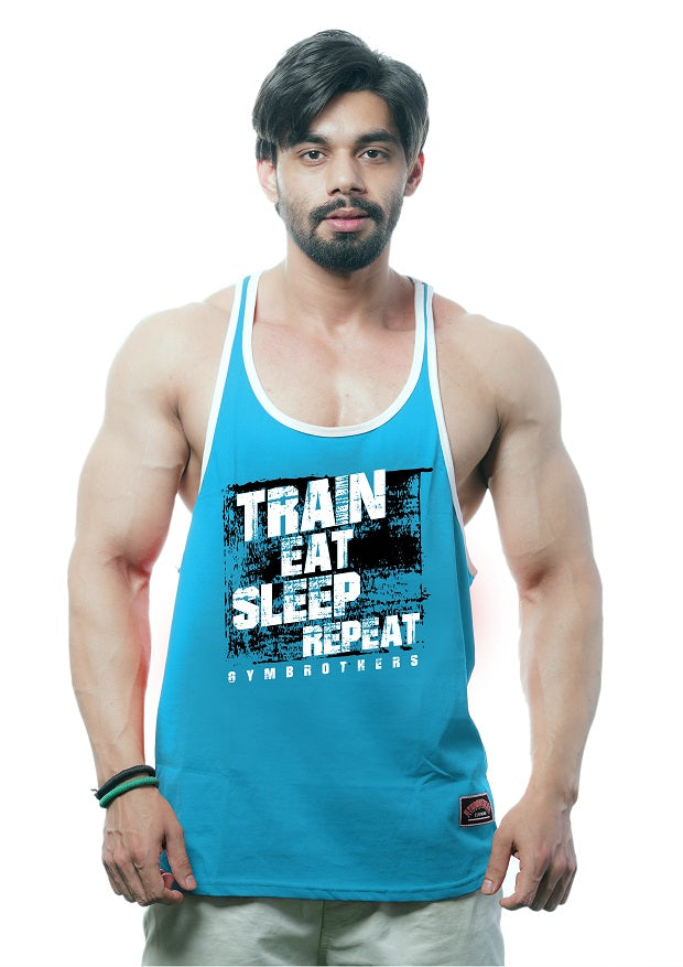 TRAIN EAT SLEEP REPEAT Men's Gym Stringer