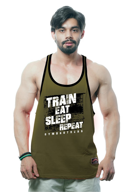 TRAIN EAT SLEEP REPEAT Gym Stringer for Men