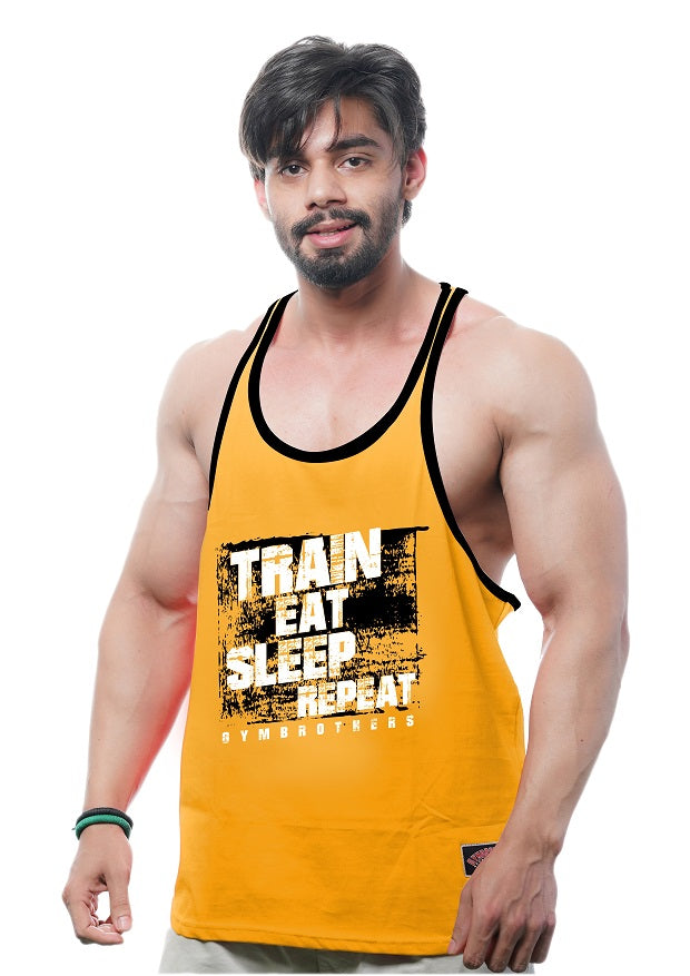 TRAIN EAT SLEEP REPEAT Men's Gym Stringer