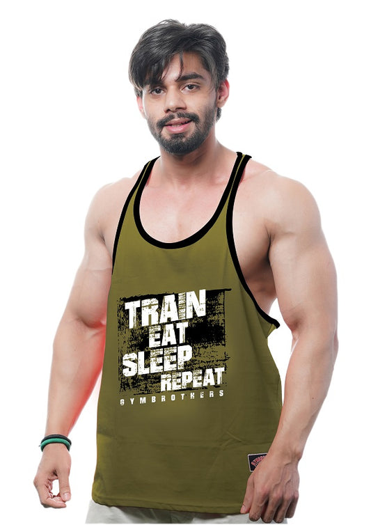 TRAIN EAT SLEEP REPEAT Gym Stringer for Men